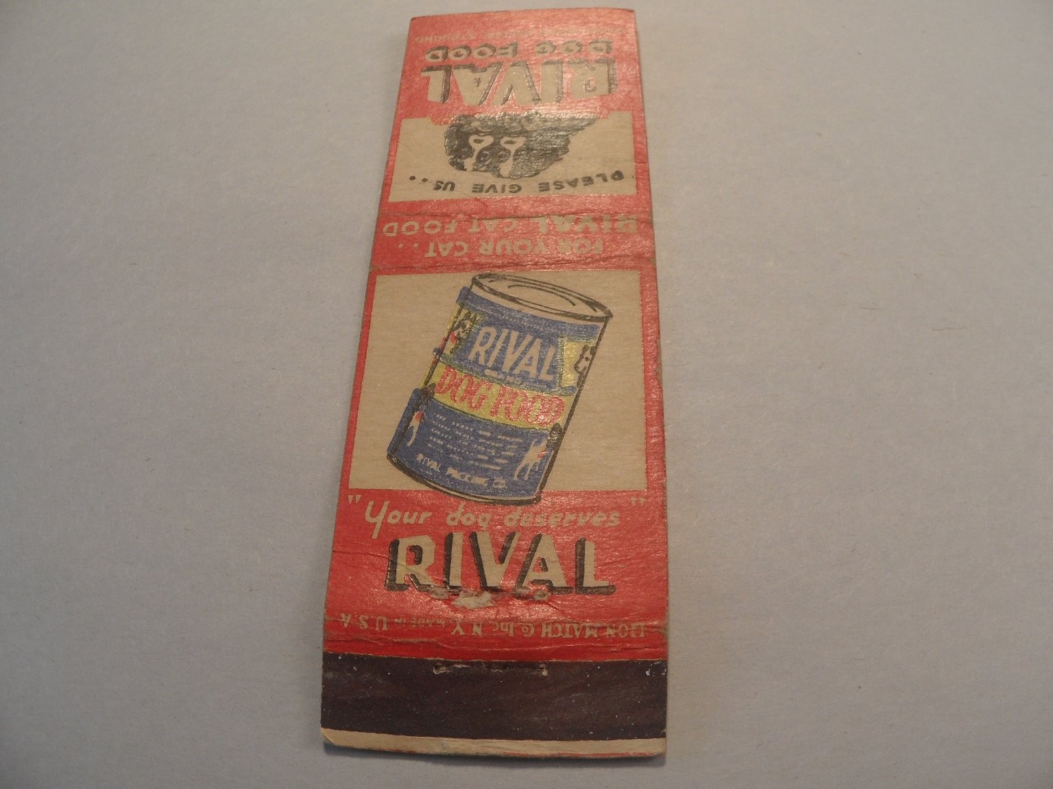 Jersey City Ny Vintage Dog Can Ad Standard Size Matchbook