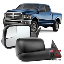 Manual Towing Mirror Fit 1994-2001 Dodge Ram Black - Left Side Manual Control