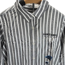 WEAR by Erin Andrews Women's NFL Carolina Panthers Striped Button Down Shirt M