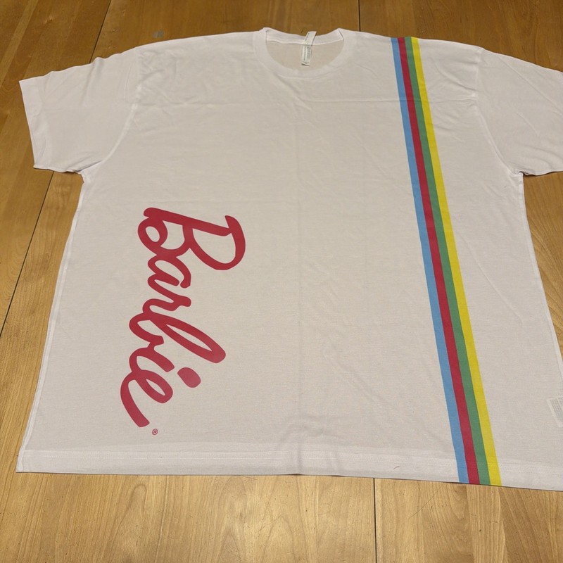 Barbie Racing Stripe T Shirt 3X XXXL  2023 Convention Exclusive White New