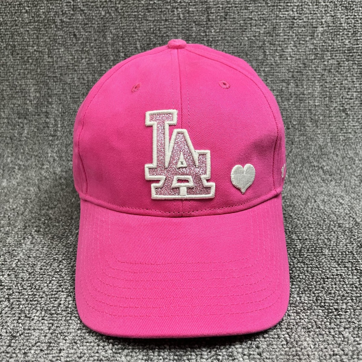 '47 Brand LA Dodgers Pink Glitter Heart Clean Up Adjustable Hat Cap
