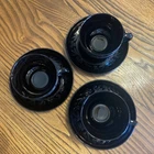 Vintage Hazel Atlas Black Depression Glass Cloverleaf Cups Saucers Set of 3