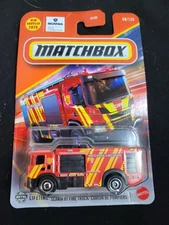 2025 MATCHBOX 58/125 2021 SCANIA XT FIRE TRUCK Red New Model NEAR MINT