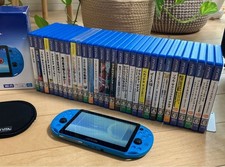 Lote de 22 juegos de memoria PS Vita PCH-2000 Aqua Blue Wi-Fi 64 GB Persona 4 años VIII SAO