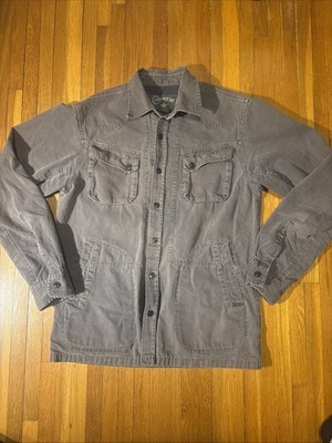 Converse Jacket Mens LARGE Gray Utility Shirt Jacket Button Down 100% Cotton