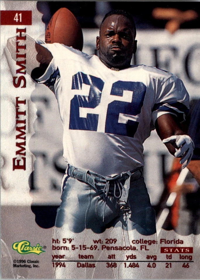 1996 Assets Hot Prints #41 Emmitt Smith - NM-MT - Image 2 of 2