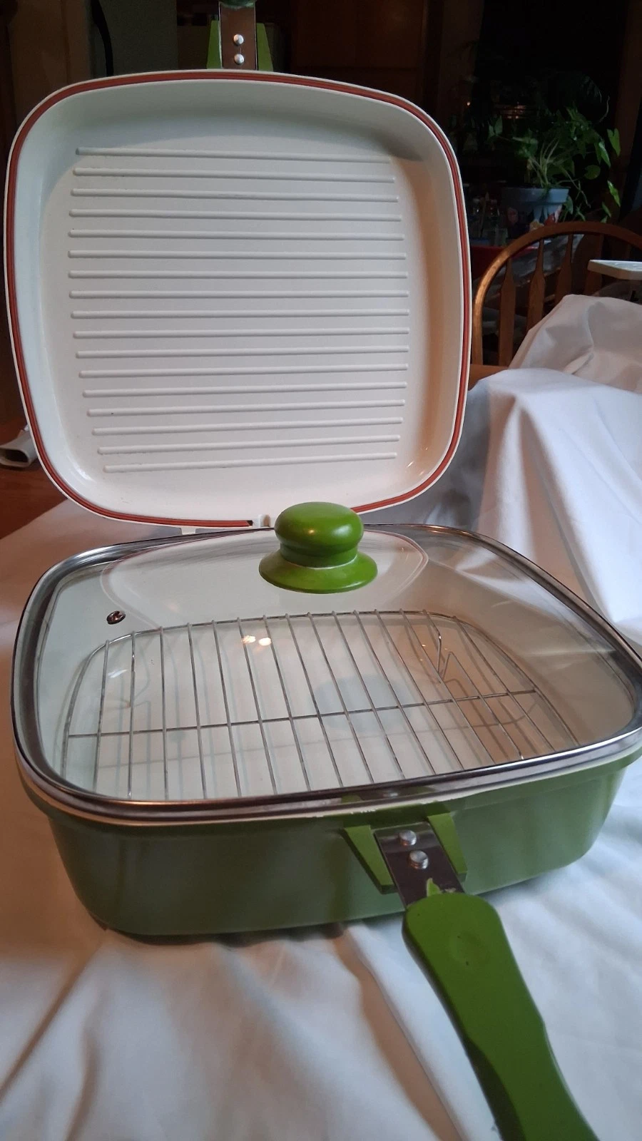 Cook's Companion Flip Pan Low Pressure Cooking Induction Ceramic Non Stick Green