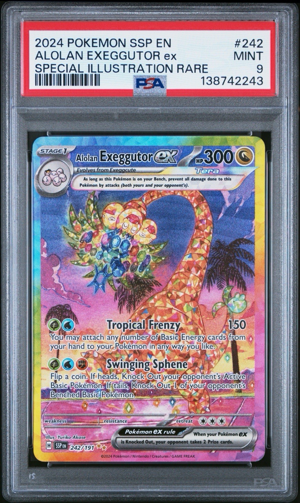 PSA 9 Pokemon Surging Sparks Alolan Exeggutor Ex 242 Special Illustration Rare