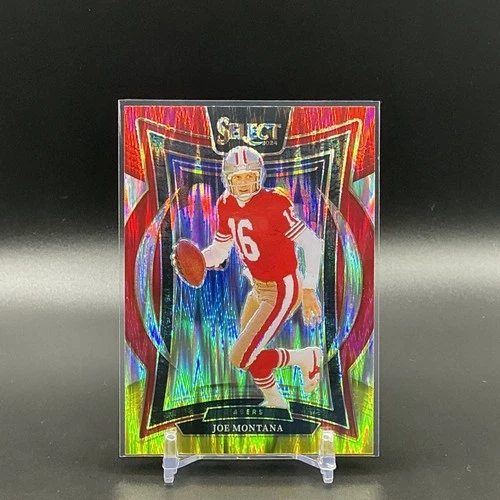 2024 Panini Select - Concourse Joe Montana #70 Red &amp; Yellow Shock Prizm