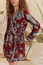 Farm Rio Red Tropical Landing Wrap Mini Dress Size S NWT $248