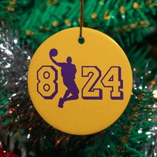 Kobe 8 24 Inspired Design Ceramic Christmas Ornament - Los Angeles Fan Tribute