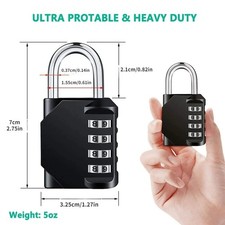 4 Digit Combination Padlock Resettable Waterproof Heavy Duty Lock