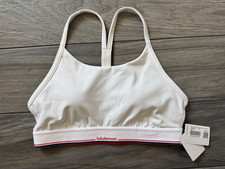 LULULEMON FLOW MID-SUPPORT BRA LOGO, WHITE, NWT, 6