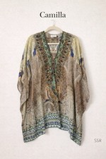 Camilla Silk Beaded Kaftan Tunic One Size Embellished Designed in Australia