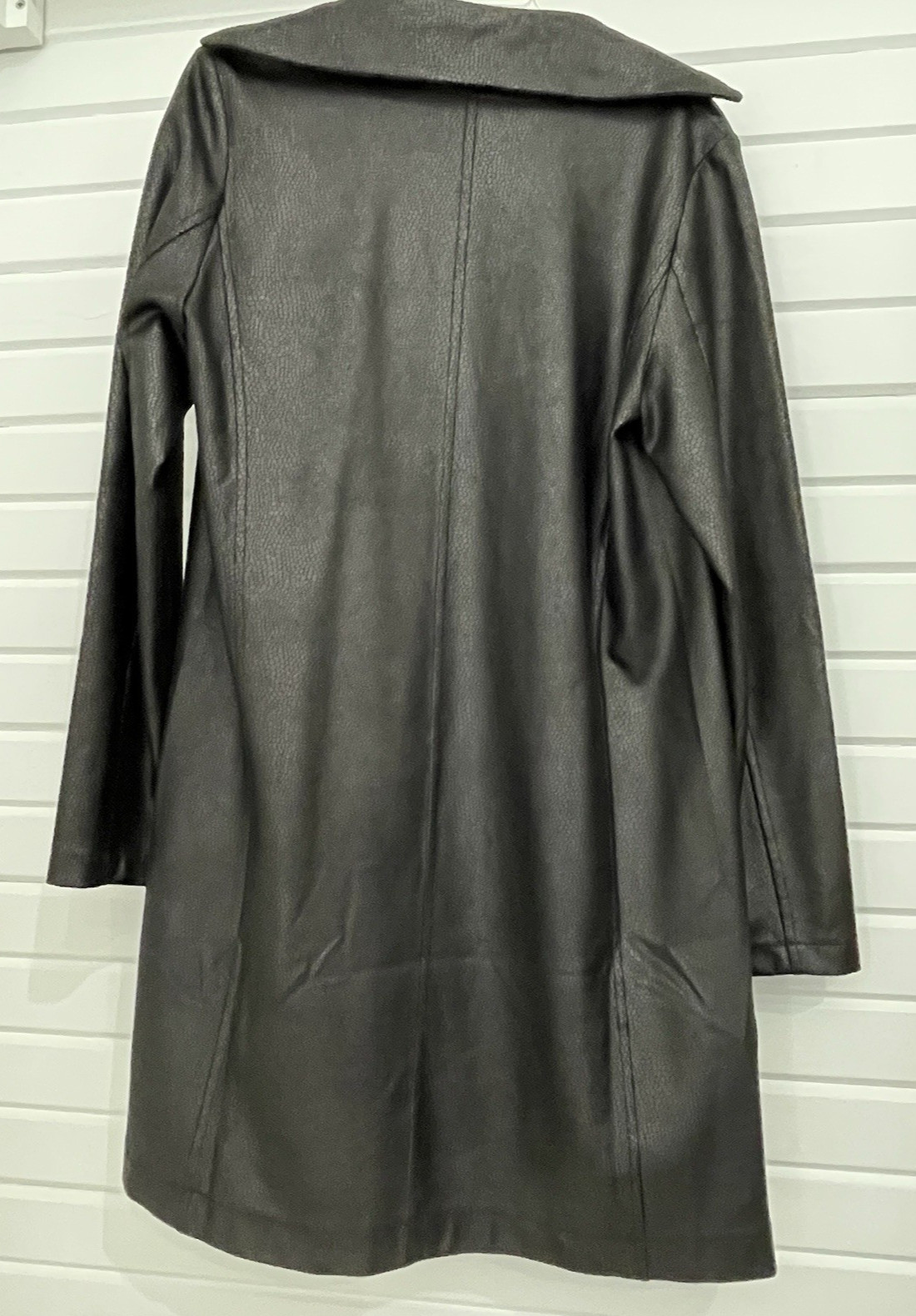 Oolala Cascading Ruffle Front Vegan Leather Duste… - image 20