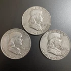 [Lot of 3] Franklin Half Dollars (1960D, 1961D, 1962D) - 90% Silver