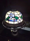 Vtg Purple Pink STAINED GLASS TABLE FLOOR LAMP SHADE W/METAL RIM ACCENT 11"× 5"