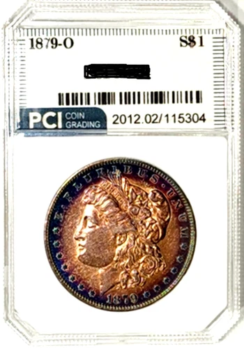 1879-O Semi Key Date Ch + / Gem BU Morgan Dollar Nice Album Toned Rainbow