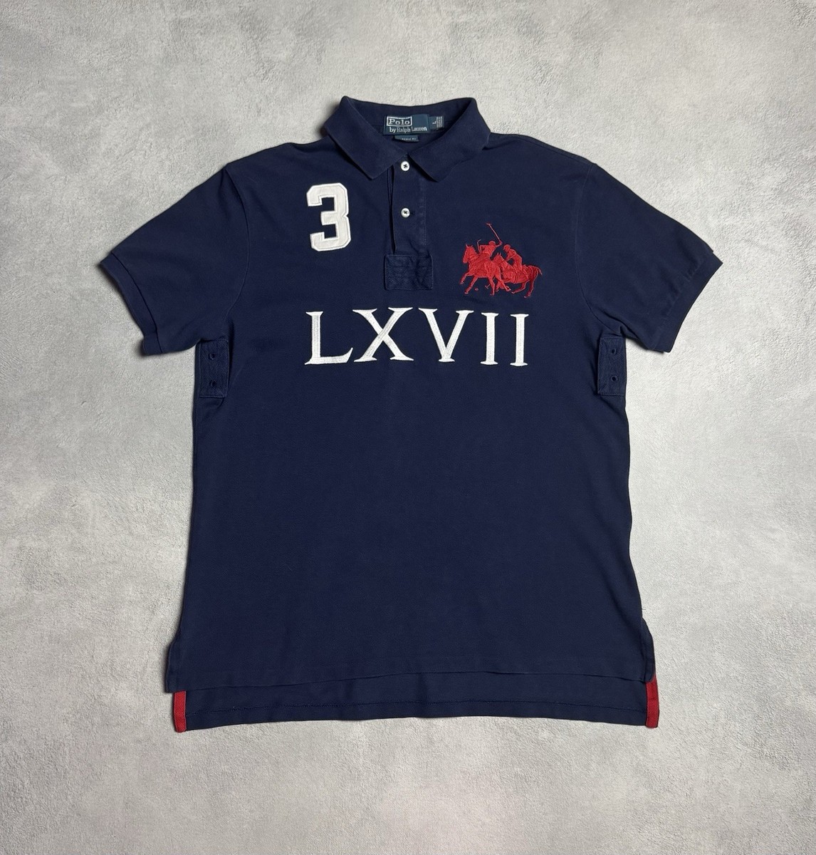 Polo Ralph Lauren LXVII #3 Vintage Mens Big Pony Polo Shirt Size L