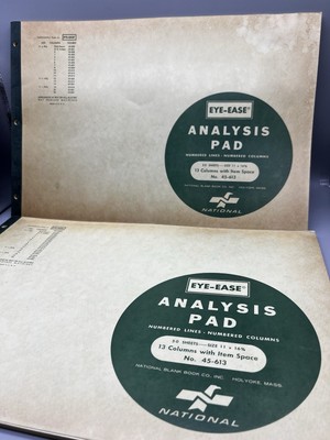 2x New Vintage Eye-Ease Analysis Pad No. 45-613 National - 11x16-3/8, 13 Columns