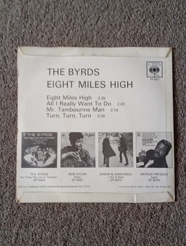 THE BYRDS - EIGHT MILES HIGH 7" VINYL RECORD UK 1977 CBS - Picture 2 of 3