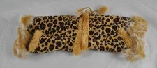 New Tan Leopard Texting Fingerless Gloves Mitten Faux Fur Winter Lace Up