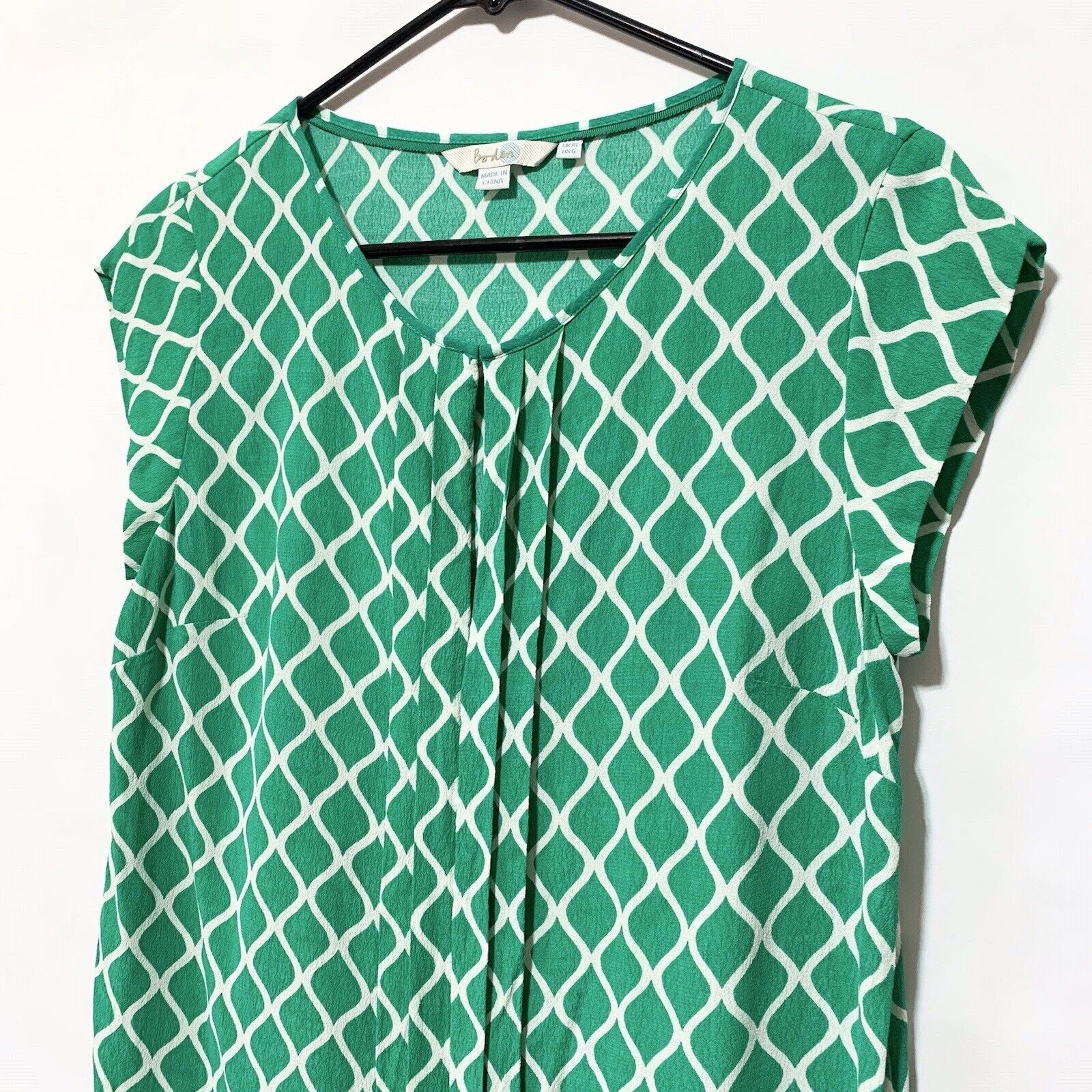 Boden Womens Size 6 Green White Sleeveless Top Bl… - image 4