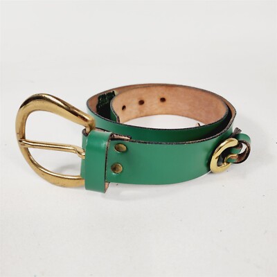 Army green leather  brass buckle and grommets 36 inch Army Green Double Grommet Belt | Shop at TieMart – TieMart, Inc main image 2