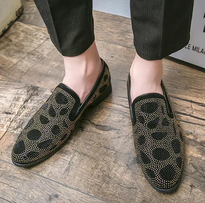 SAOLA Mocassini da uomo strass oro punta punta abito Oxford scarpe da festa