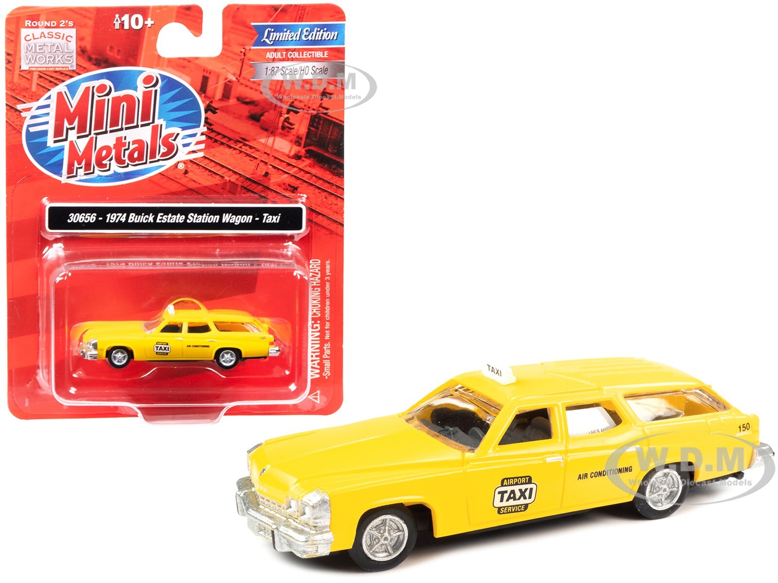 ТАКСИ BUICK УНИВЕРСАЛ 1974 ГОДА ВЫПУСКА, ЖЕЛТАЯ МОДЕЛЬ 1/87 (HO) ОТ CMW 30656