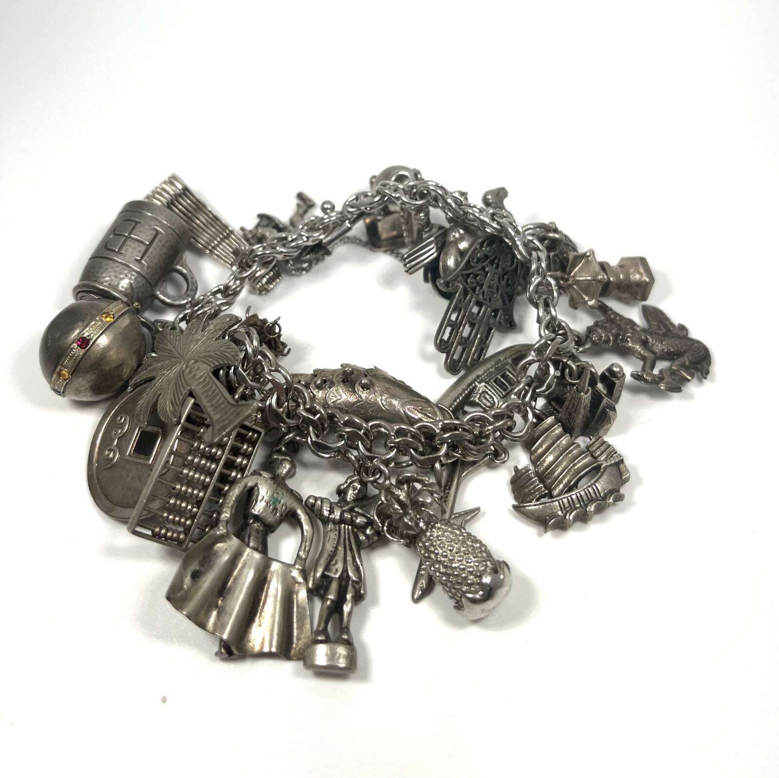 Antique Charm Bracelet Sterling Silver 925 - image 1