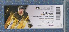 John Gibson 15th NHL Shutout Ticket Dec 23 2017 Ducks @ Penguins Cam Fowler