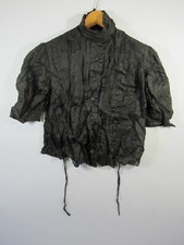 Antique 1800s Victorian Pleated Silk Blouse High Neck Puff Sleeve Mourning