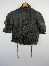 Antique 1800s Victorian Pleated Silk Blouse High Neck Puff Sleeve Mourning