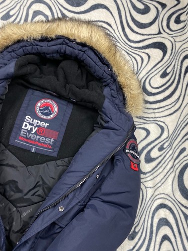 Great Superdry Men's Navy Blue Everest Hooded Parka Jacket Size XS-S M50015DR - Picture 6 of 9