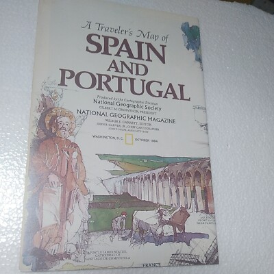 Travelers Map of Spain & Portugal + Spain in Americas Vintage Nat  display picture 1