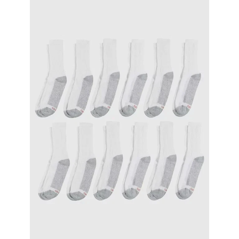 Calcetines Hanes Double Tough Crew para hombre, paquete de 12 pares talla 12-14 talla de zapato Foto 4 de 4