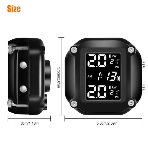 Waterproof Wireless Motorcycle TPMS Tire Tyre Pressure Monitor System +2 Sensors - Picture 9 of 10