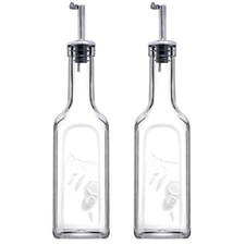 2x345ml Oil Vinegar Glass Bottles Dispenser Pourer Storage Container Serving Set