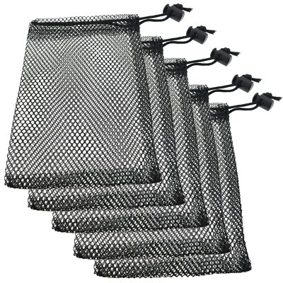 Small Mesh Bags 5PCS Black Nylon Mesh Drawstring Bags Durable Drawstring Net Bag