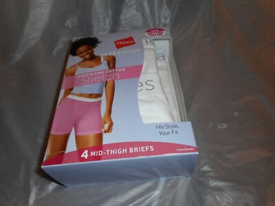 PK Hanes Premium Boyfriend Cotton White/gray Mid thigh briefs