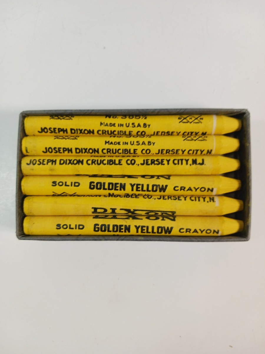 Vintage - Made In USA - box Of Dixon Solid Color Crayons Golden