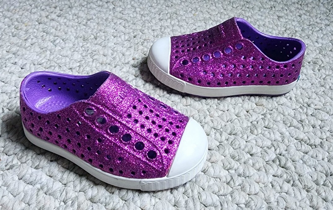 Toddler Baby Size 4c Purple Glitter Bling Jefferson Slip On 