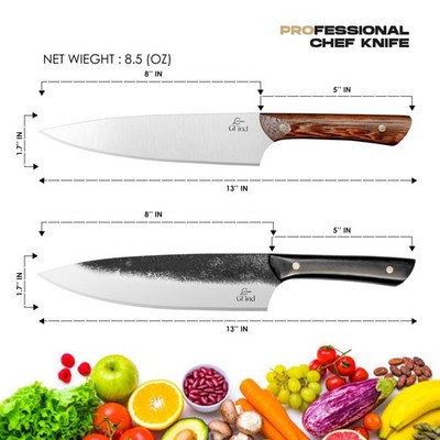 THUNDERSTORKE 8'' Handmade Kitchen CHEF KNIFE SET 12c27 High Carbon Forged Steel