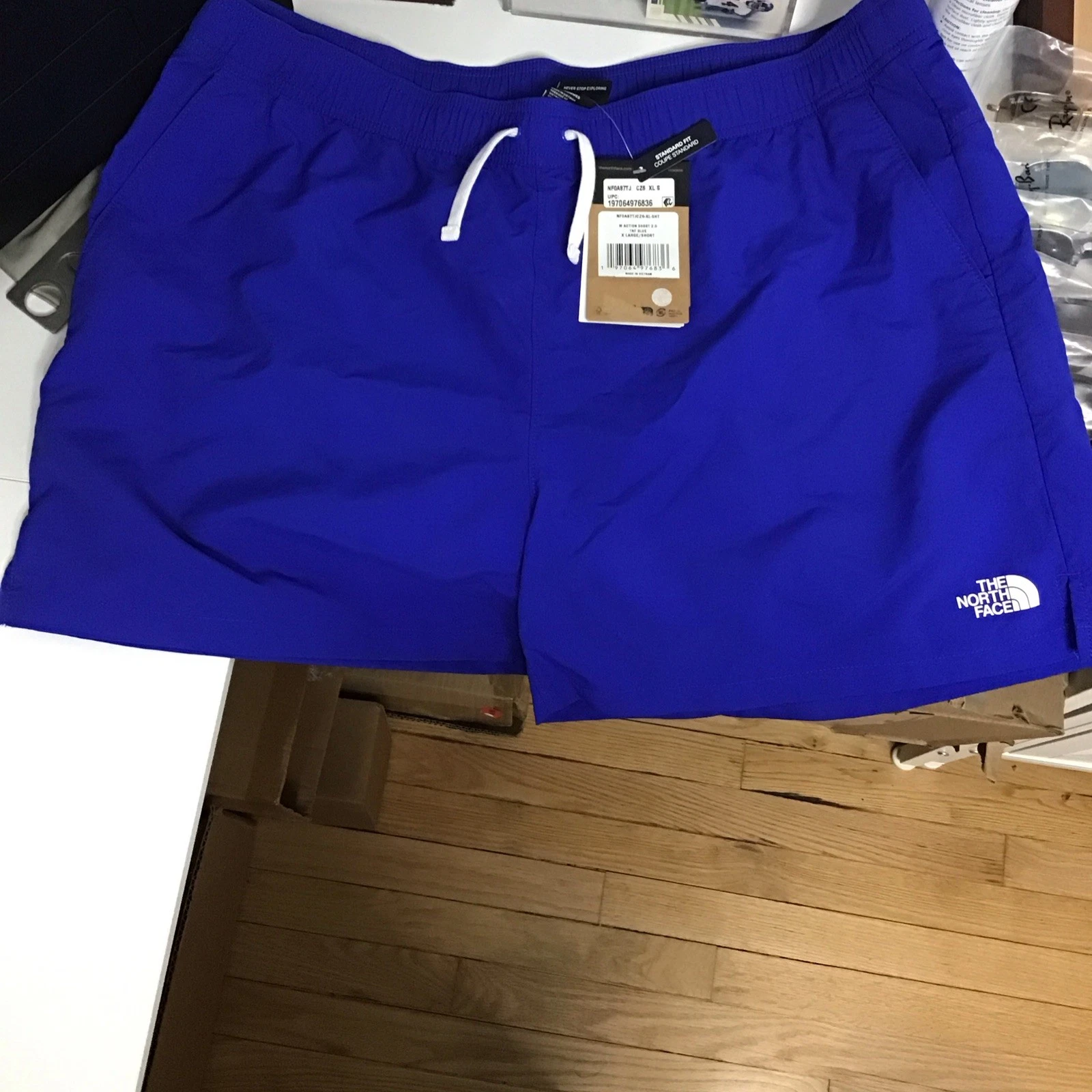 The North Face Flashdry Shorts Mens XL Blue Pull-On Hiking Pockets Elastic Waist