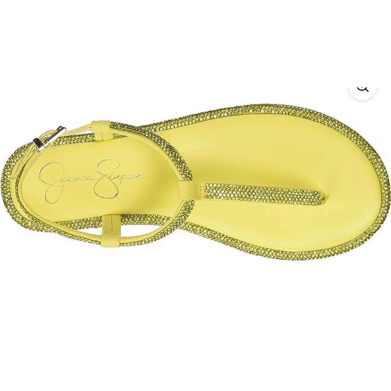 Jessica Simpson Oliara Yellow Rhinestone T-Strap Sandals Size 5.5