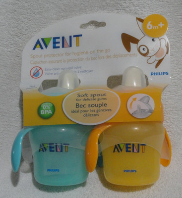 Philips Avent Trainer 2-pack Sippy Cups w/ Nipple &  Soft Spout  7 oz. 0% BPA