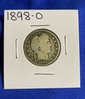 1898 O Barber Quarter 25C Silver 0.9 Fineness Business Strike