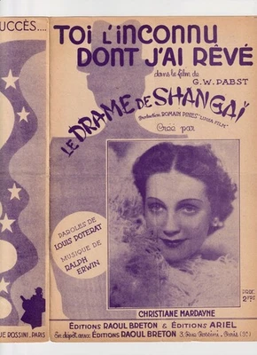 FILM DRAME SHANGAÏ PARTITION CHRISTL MARDAYN ERWIN PABST TOI INCONNU RÊVÉ 1938 - Photo 1/2