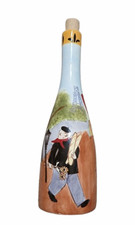 Parisian Man w/ Baguettes Ceramic Oil Bottle 10.75" by Jennifer Brinley